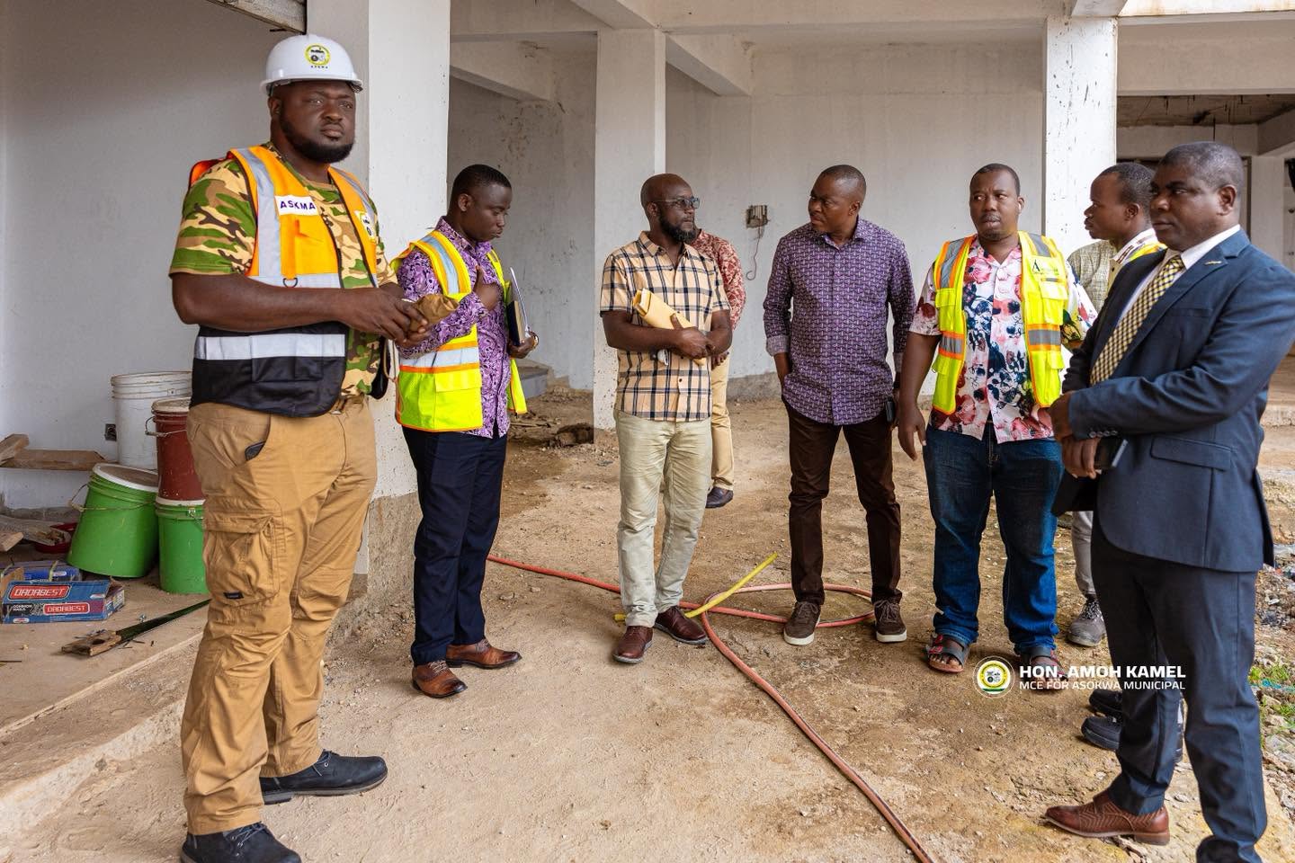 Site inspection of the Asokwa Multi-Purpose Building.
